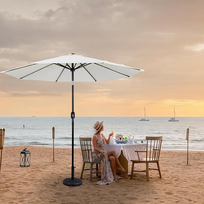 Backyard Expressions 9 ft. Patio Umbrella, Market Table Umbrella w/Tilt and Crank, 8 Ribs