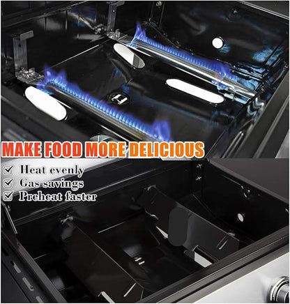 Grill Replacement Parts for Dyna Glo DGF350CSP DGC350CNP-D DGH353CRP Grill, Porcelain Steel Heats Tents Plates and Stainless Steel Straight Burner Pipe Tubes Grill Parts Repair Kit, 2 Pack | 2-Pack Porcelain Steel Heat Plate and Stainless Steel Grill B...