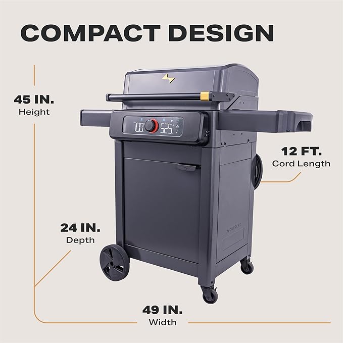 Current® Model G Dual Zone Grill, Smart Electric Outdoor Grill with 200-700°F Range for Searing & Roasting, Digital Precision, Independent Heat Zones, Apartment-Friendly & Weather-Resistant, Slate