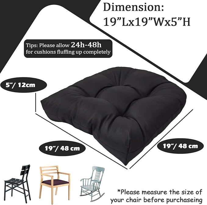 MTMR Outdoor Chair Cushions Set of 2, Patio Furniture Seat Pads, Waterproof | 2Pcs , waterproof cover, PP cotton, u-shaped, no-fading, thick patio seat pads for outdoor wicker furniture in yard, 19x19x4