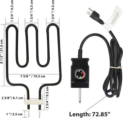 Heating Element Replacement for Masterbuilt Analog Control with Thermostat Power Cord Controller 1400 Watt Part 9907150014 Electric Smoker Grill Accessories