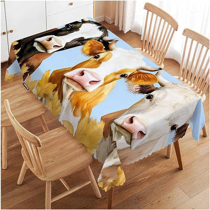Swono Tablecloth 52"X70" Cows Cute, Watercolor Farm Cattle Cows Animal Milk Rectangle Table Cover Anti-Oil Tablecloth for Dining Tables, Parties, Wedding and Banquet Decoration