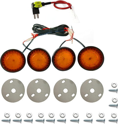 4Pcs LED Grille Light Kits Waterproof Amber LED Front Grille Lamp for 2018-2021 Wrangler JL JLU Original Grille with W/Fuse Adapter