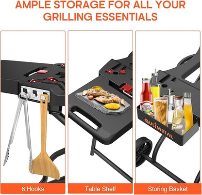 Outdoor Grill Stand for Weber Q1200, Q1000, Q2200, Q2400, Portable Grill Cart for Blackstone 17"& 22" Table Top Griddles, for Weber Grill,Griddle Stand for Blackstone,for Travel and Camping