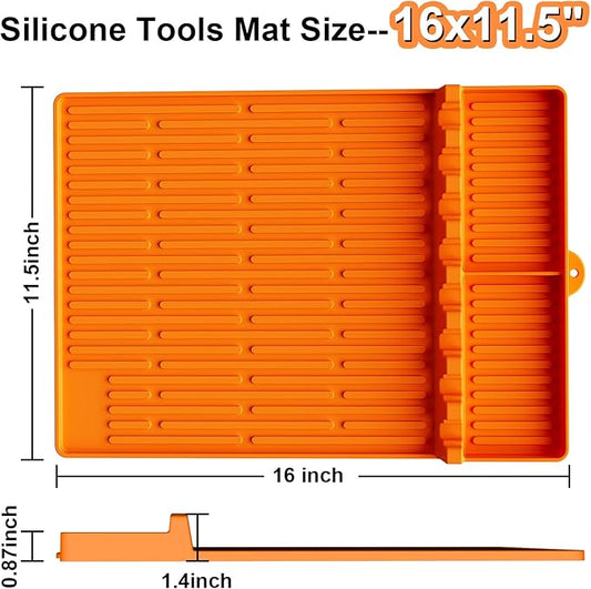 Grill Pad Compatible with Blackstone, Silicone Griddle Tools Mat, Heat Resistant Spatula Mat, BBQ Grill Tool Pad, Blackstone Griddle Accessories for Kitchen, Cooking & Countertop（Orange）