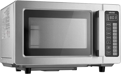 VEVOR Commercial Microwave Oven, 0.9 Cu Ft, 1000W Digital Stainless Steel Countertop Microwave Oven with Touchscreen, 10 Cooking Presets, 5 Power Levels, Multi-Lock Door & Easy Clean for Restaurants | Digital Microwave with Touchscreen,0.9 Cu Ft,10 Coo...