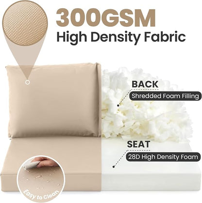 Outdoor Loveseat Cushion Set, 46" x 26" Loveseat Cushions for Outdoor Furniture, Waterproof & Fade-Resistant Patio Furniture Cushions, Deep Seat Cushion for Bench, Swing and Couch, Beige