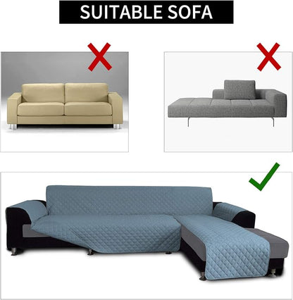 Easy-Going Reversible L-Shape Sectional Couch Cover, Small, Light Blue | Soft Sofa Slipcover For Dogs, Fits Left/Right Chaise Lounge Protector, Water Resistant Mat For Living Room