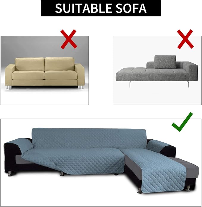 Easy-Going Reversible L-Shape Sectional Couch Cover, X-Large, Light Blue | Soft Sofa Slipcover For Dogs, Fits Left/Right Chaise Lounge Protector, Water Resistant Mat For Living Room