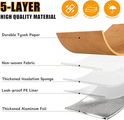 4PCS BBQ Blanket for Resting Meat, Grill Blanket with BBQ Tool Set, 17IN Reusable Smoker Meat Resting Blanket with Wide Mouth for Large Brisket Turkey, Ribs, Steak, Pork Shoulders