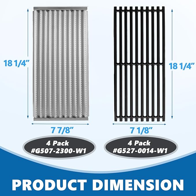 SafBbcue Cast Iron Cooking Grates and Infrared Emitter Replacement for Charbroil Commercial 463248208 463241414 463224912 463231711 463241413 463247209 463247310 463271314 466231711 Grill Part, 4 Pack