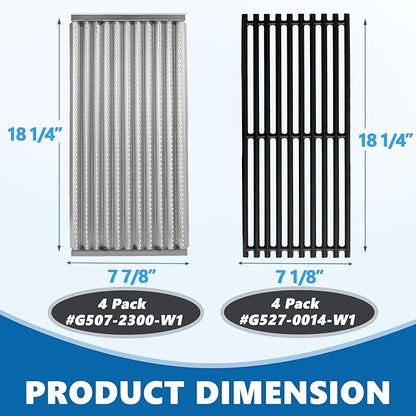SafBbcue Cast Iron Cooking Grates and Infrared Emitter Replacement for Charbroil Commercial 463248208 463241414 463224912 463231711 463241413 463247209 463247310 463271314 466231711 Grill Part, 4 Pack