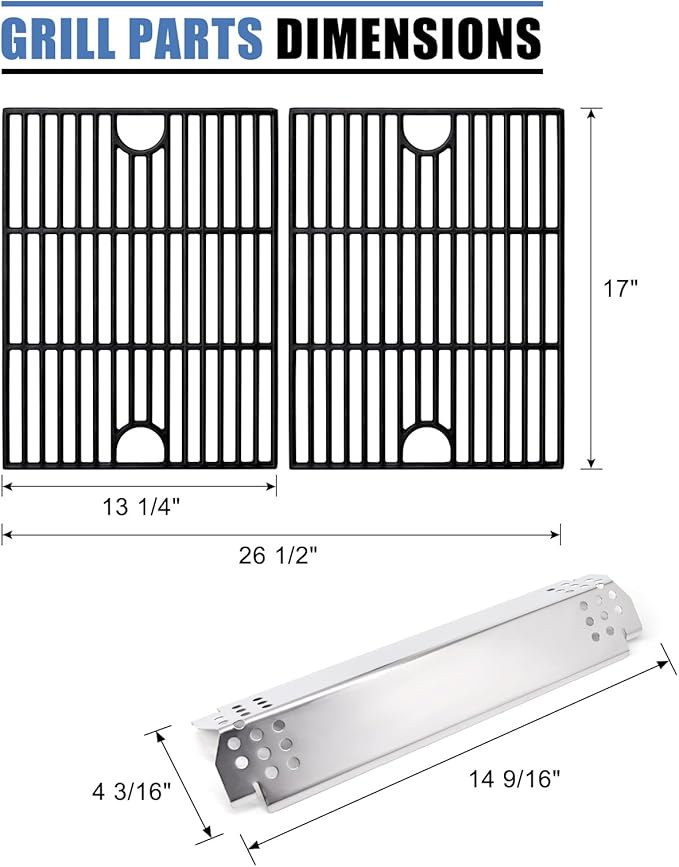 Grill Replacement Parts for Nexgrill 720-0830H, Nexgrill 720-0830X 720-0783E 720-0783EH, Grill Heat Plates and Grill Grates for Home Depot Nexgrill 4 Burner 720-0830H