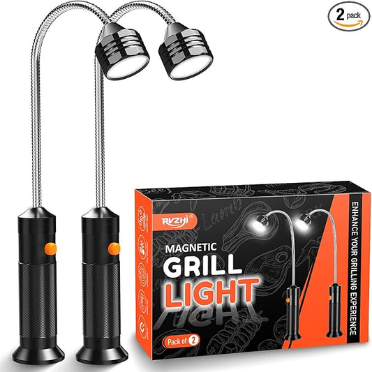 Grill Light BBQ Grilling Accessories: 2025 Unique Mens Gifts for Christmas Birthday - Cool Gifts for Dad Husband Grandpa - Outdoor Bright Magnetic LED Light Smoker Accessories Tools 2 Pack