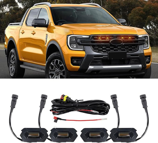Front Grille Light Compatible with Ford Ranger Wildtrak 2022-2024 | Waterproof bright LED grille light with wiring harness, Flexible layout compatible with DIY all kinds of front grilles