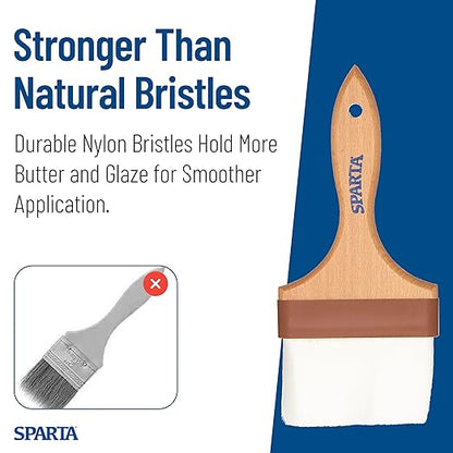 SPARTA Flat Nylon Pastry Brush – 4039900 Pastry Brush for Baking with Hardwood Handle and Nylon Bristles for Kitchens, Restaurants or Catering, 4in, Pack of 1