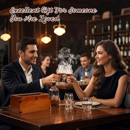 Electric Old Fashioned Smoker Kit, Whiskey Smoker Kit with Wooden Smoke Box, Cocktail Smoker Kit Infuse Rich Smoky in Bourbon&Cocktail, Home Bar Birthday Whiskey Gift for Men, Dad, Husband, Boyfriend