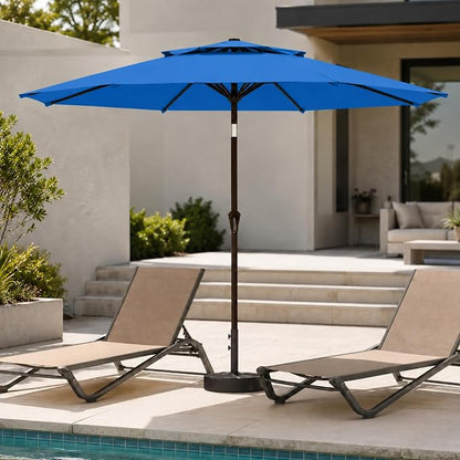 10FT Patio Umbrella, 2 Tier Outdoor Table Umbrella, Large Vented Market Umbrellas with Push Button Tilt and Crank, 8 Sturdy Ribs for Backyard, Deck, Pool, UPF50+ UV Protection