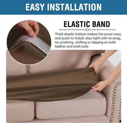 H.VERSAILTEX Velvet Stretch Individual Cushion Cover Plush Cushion Slipcover for Loveseat Sofa Furniture Protector Seat Cushion Sofa Cover (1 Piece Loveseat Cushion Cover, Bronze Brown)