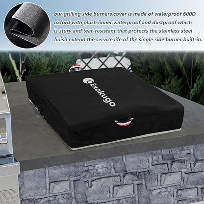 Covers for Bull Outdoor Products 60008 Stainless Steel Single Side Burner,Heavy-Duty Waterproof Burner Cover with Plush Lining, 23''L x 13.5''W x 5''H, Black