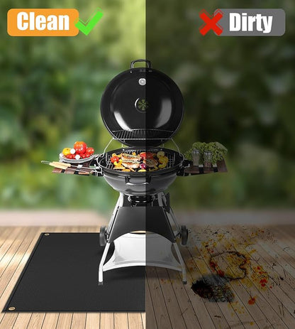 Grill Matt for Outdoor Grill Deck Protector Compatible with Blackstone Griddle Mat to Protect Deck and Patio, Fireproof Accessories Compatible with Blackstone Griddle, 48x36x0.04in, Black