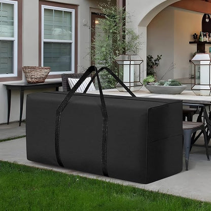 177 Gallon Outdoor Cushion Storage Bag 68 inch Extra Large Patio Furniture Cushion Storage Bag Waterproof Garden Cushion Storage Covers with Zipper and Handles Black (1 Pack, 68"L x 30"W x 20"H)
