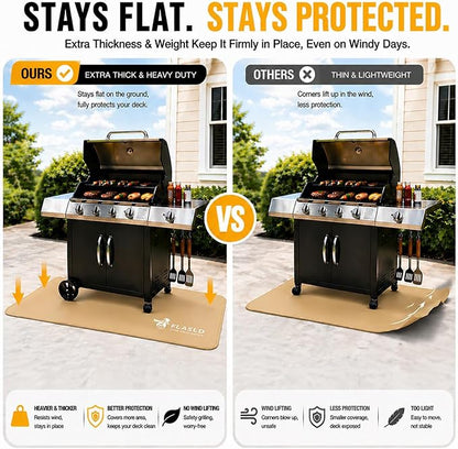FLASLD Fire Resistant Rugs for Fireplace, Grill and Stove, 24 X 42 inches Under The Grill Protective Deck and Patio Mat, Easy to Clean and Reusable Fire Pit Mat, Khaki