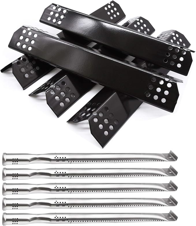 Replacement Parts for Nexgrill 720-0882A 720-0896 720-0925 Grills, 5 Pack Stainless Steel Burner Tubes, Heat Plate Shields Flame Tamers Replacement for Nexgrill 720-0896B, 720-0896C Gas Grills