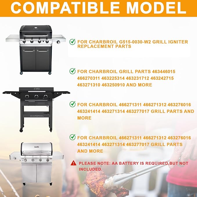 G515-0030-W2 Electronic Ignition Module for Universal Charbroil Grill 5 Burner Igniter, DHLG-5A Igniter for Charbroil Grill Replacement Parts and More, Ignition Module-5 Outlets and Switch/Off Button