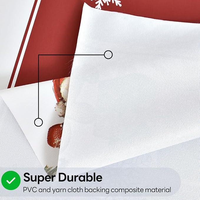 Christmas Table Cloth Rectangle Heavy Duty Vinyl Red Christmas Tablecloth Plastic Reusable Santa Tablecloth Wpieable Waterproof PVC Xmas Table Cover for Dining Party New Year(Deers, 54"x108")