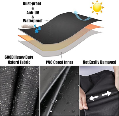 64" Outdoor Dining Table Cover for 6, Waterproof Protective Cover for Patio Rectangle Table Furniture Covers - Black, 64x42x28 Inch