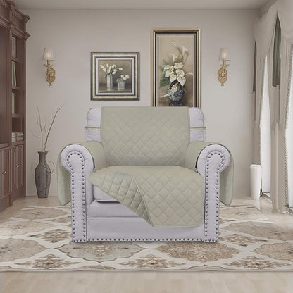 Easy-Going Chair Sofa Slipcover Reversible Sofa Cover Water Resistant Couch Cover Furniture Protector Cover with Elastic Straps for Pets Kids Children Dog Cat (Chair, Beige/Beige) | Machine Washable Slipcover For Dogs, Water Resistant Furniture Mat For...