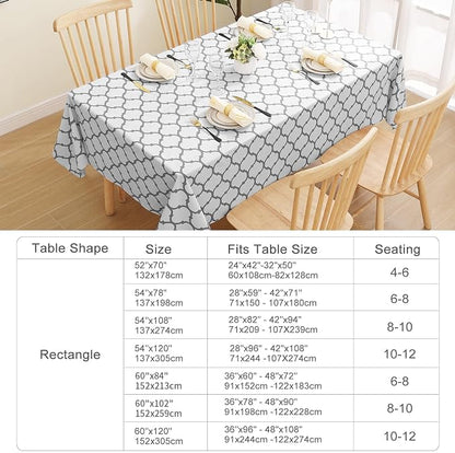 Smiry Oval Table Cloth, Waterproof Vinyl Tablecloths with Flannel Backing for Oval Tables, Wipeable Spillproof Plastic Tablecloth for Dining, Camping, Indoor and Outdoor (60"x102", White)