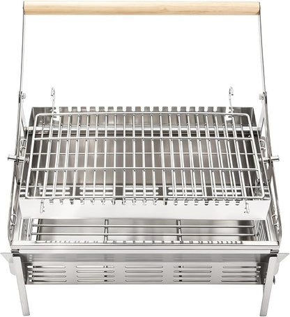 Portable Charcoal Grill Family Rotisserie Kit For Camping Yard 360°Rotating | Portable Stainless Steel Charcoal Grill Wind-Up Spit Rotisserie Kit For Camping Tailgate Backyard Picnic Barbecue Cookouts