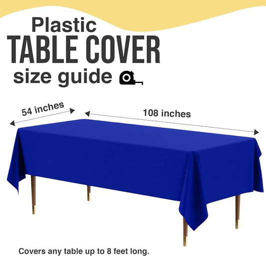 Exquisite 66% Thicker Premium Plastic Table Cloth Rectangle Table Cover 0.5 Mil 24 Pack Dark Blue Table Cloth 54 Inch x 108 Inch Disposable Tablecloth Won't Tear Easily Like Cheap Thin Brands