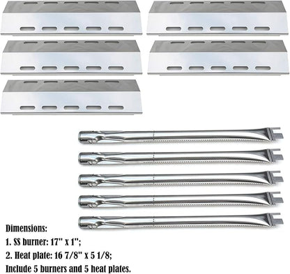 Parts Kit DG257 Replacement for Ducane 5 Burner 30500701/30500097 Gas Grill Repair Kit Stainless Steel Burners & Heat Plates