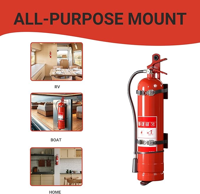 Truck-Grade Fire Extinguisher Mount Anti-Vibration Bracket for 10 lb Extinguishers Rugged, Secure Hold for Commercial Vehicles, Off-Road, RV & More