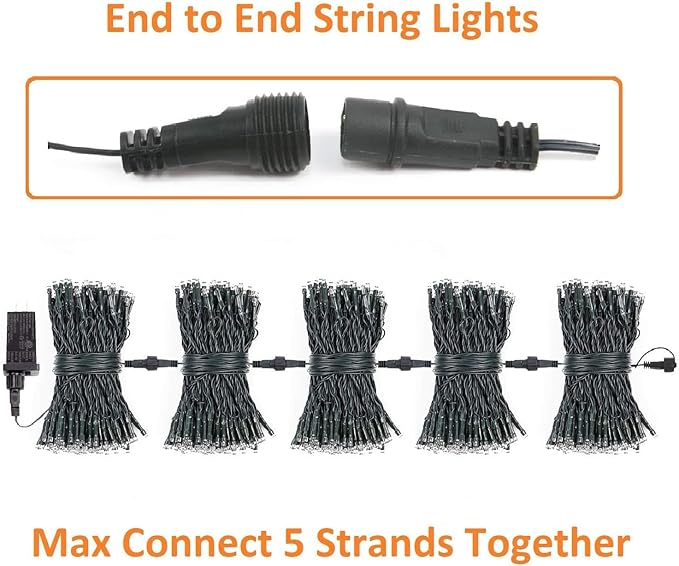 2-Pack Total 164FT 400LED Connectable Christmas Lights Outdoor, Christmas String Lights Waterproof with 8 Modes & Timer, Green Wire Twinkle Lights for Xmas Tree Decorations Outdoor Indoor, Warm White