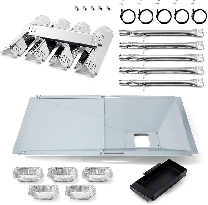 Replacement Parts for Nexgrill 720-0888S, Grease Tray & Flame Tamers & Burners and Igniters Replacement for Nexgrill 5 Burner 720-0888S Gas Grill