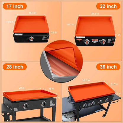 BANGIE 17" Silicone Griddle Mat for Blackstone Accessories - Anti-Warping & UV-Resistant Cover for Single-Burner Tabletop Grill, Blocks Condensation Rust (Orange)