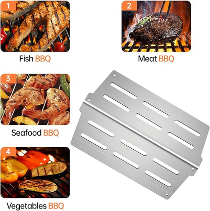 7620 Flavorizer Bars 7622 Heat Deflector for Weber Genesis Grill Parts 300 Series E/S-310 320 330 EP/cep-310 320 330 (with Front Control Knob),Stainless Steel Heat Plate
