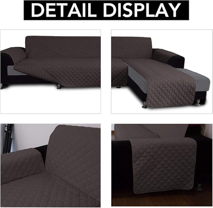 Easy-Going Reversible L-Shape Sectional Couch Cover, Large, Chocolate | Soft Sofa Slipcover For Dogs, Fits Left/Right Chaise Lounge Protector, Water Resistant Mat For Living Room