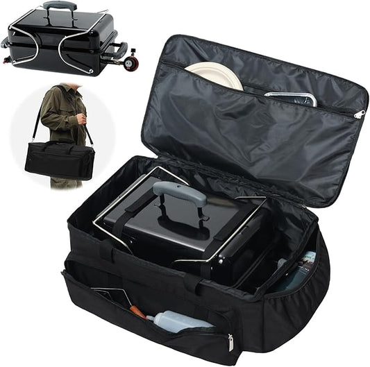 Carry Bag for Weber Go-Anywhere Gas & Charcoal Grill, Compatible with Models 1141001 121020, Padded Carrying Case for Weber Portable Grill, with Pockets for Camping Accessories (Bag Only)