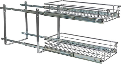 Household Essentials Chrome-Plated Steel Dual-Tier Pull-Out Organizer