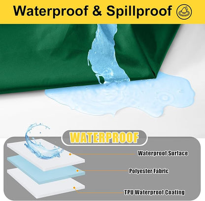 Smiry Picnic Table Cover with Bench Covers, Waterproof Elastic Fitted Polyester Tablecloths for 8 Ft Rectangle Tables, Washable Windproof Tablecloth for Outdoor, Camping (Emerald Green, 30x96 Inches)