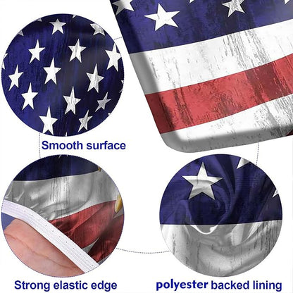 American Flag Picnic Fitted Tablecloth and Bench Seats Cover, 4th of July Independence Day USA Flag Rectangle Elastic Table Cover, 72x28 In, 3 Pcs Set, for Indoor/Outdoor Picnic, BBQ and Dining Use