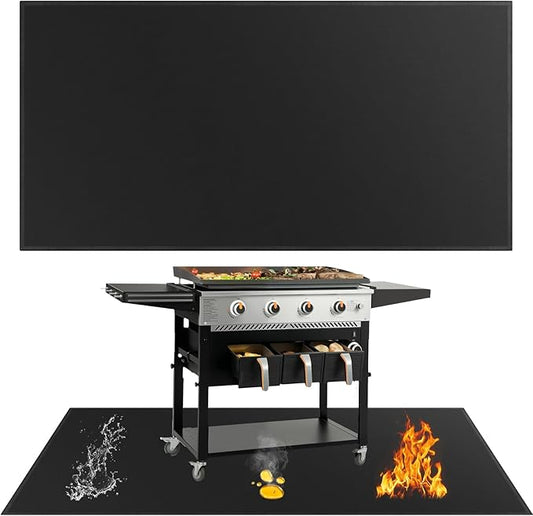 SecuCaptain Under Grill Mat for Outdoor Grill - Large 60x40 Inches Mats Double-Sided Fireproof Pad for Indoor Fireplace Fire Pit Heat Resistant Waterproof BBQ Floor Protector for Patio and Deck