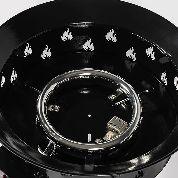 KEIKI 19 Inch Round Outdoor Gas Fire Bowl, 50000 BTU Portable Propane Campfire for Patio Deck and RV Camping with Carry Lid