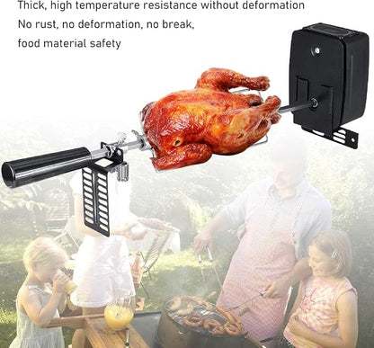 Universal Rotisserie Grill Kit, Rotisserie Kit with 304 Stainless Steel Spit Rods, and and Electric Power Source, Load Capacity 15kg food