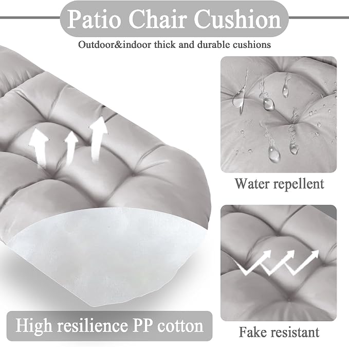 Adirondack Chair Cushion, Outdoor Patio Furniture Seat Pad, Waterproof | Waterproof cover with straps, PP cotton, high back thick seat pad for adirondack rocking chair indoor outdoor porch 44x19x4